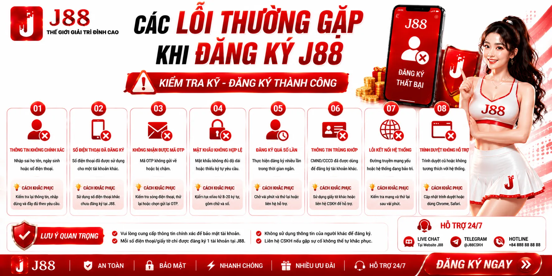 Các lỗi thường gặp khi đăng ký J88