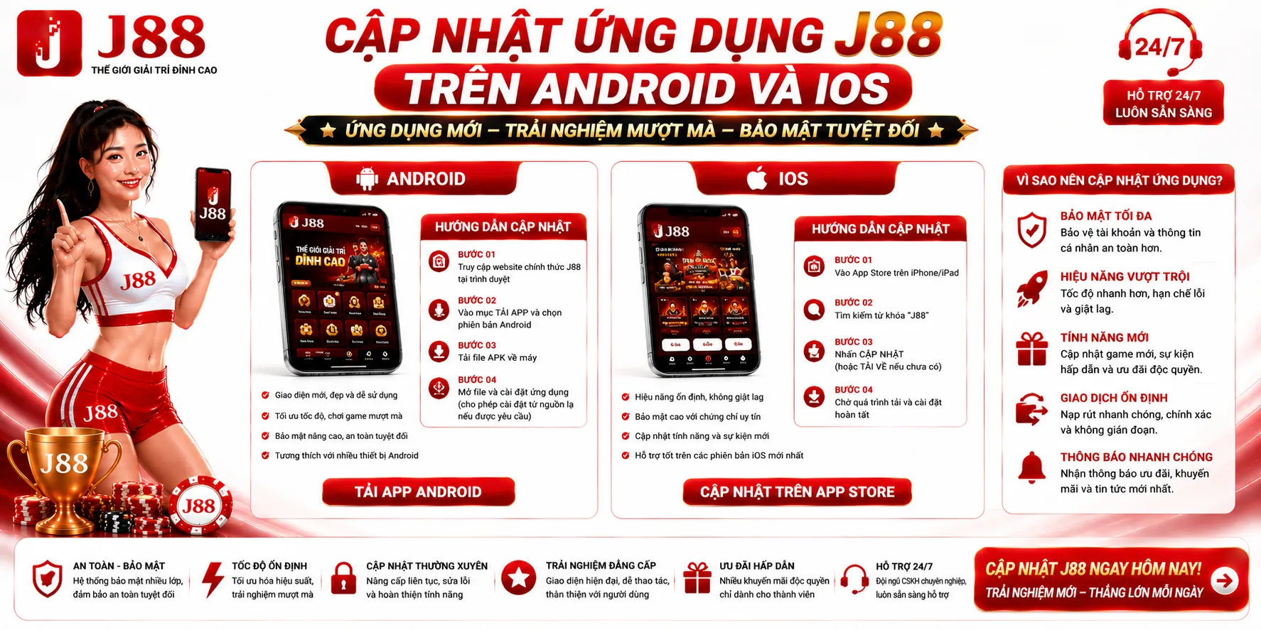 J88 2026 – Cập Nhật Website, App, Hướng Dẫn Và Thông Báo Mới 2 Cập nhật ứng dụng J88 trên Android và iOS