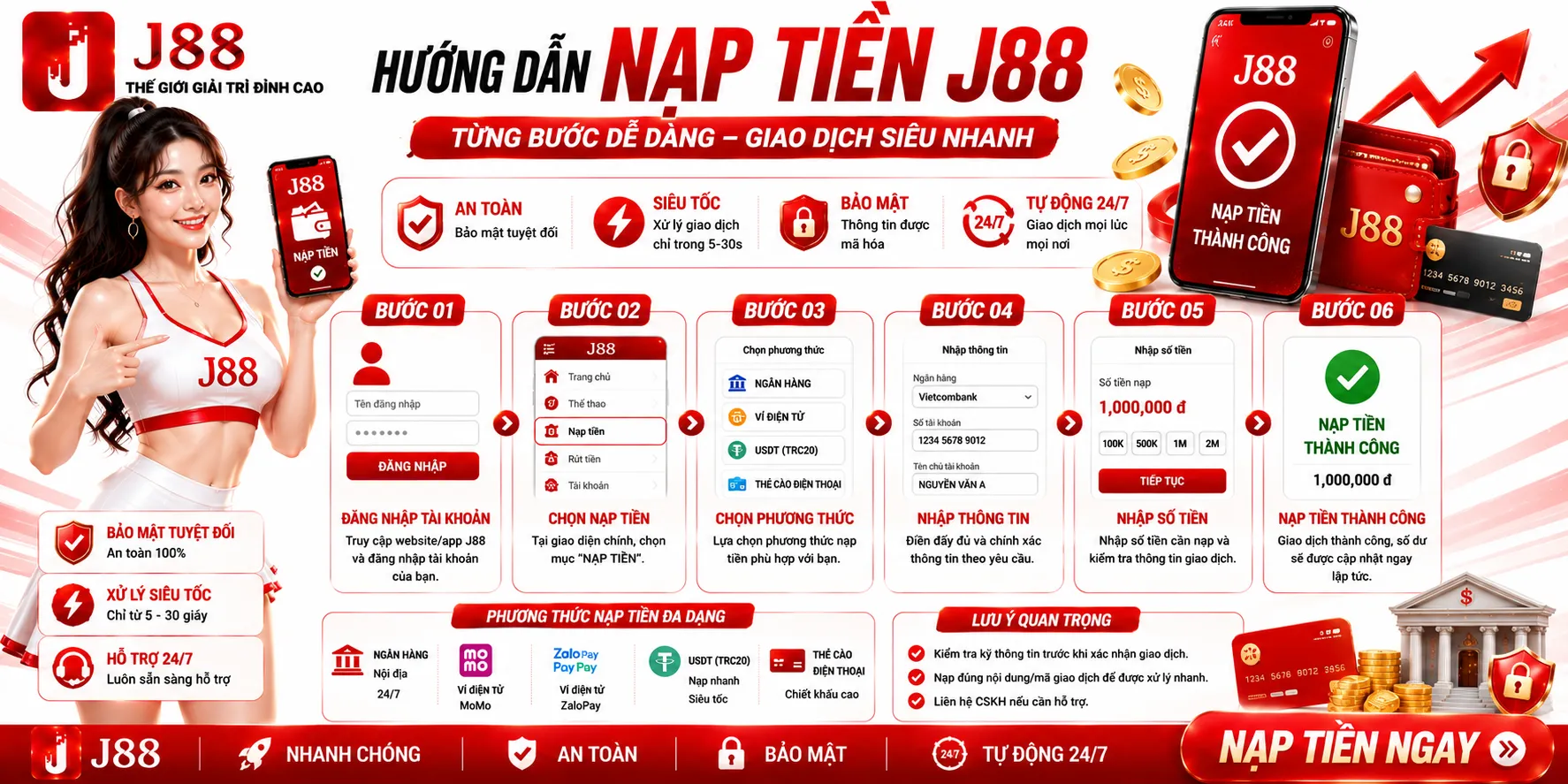 Hướng dẫn nạp tiền J88 từng bước